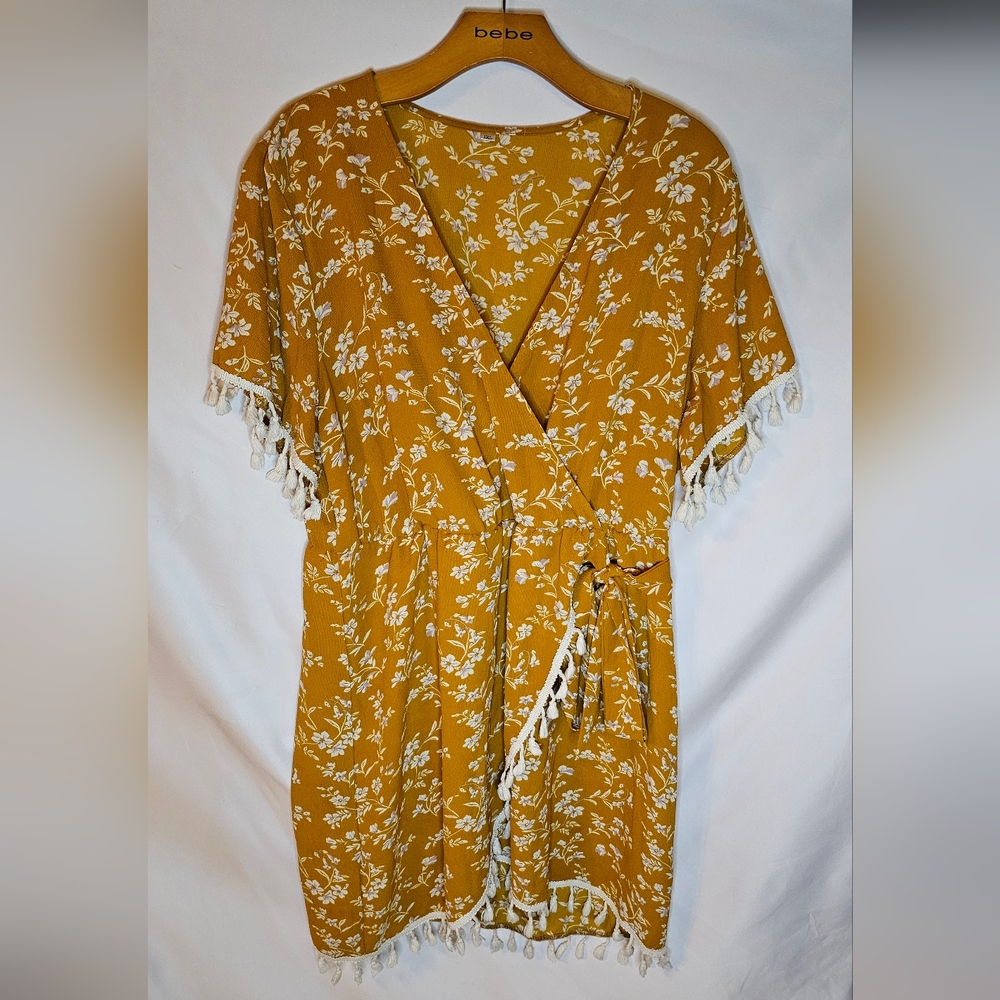 Yellow Floral Wrap Dress